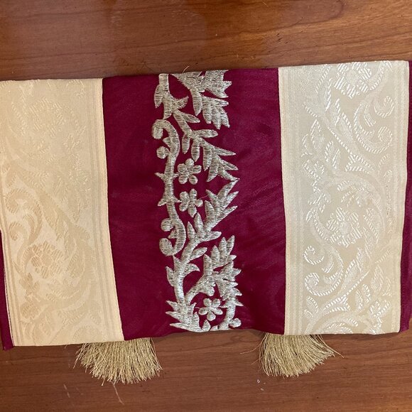 Fabric Kleenex Box Holder Burgundy Gold - Picture 4 of 4